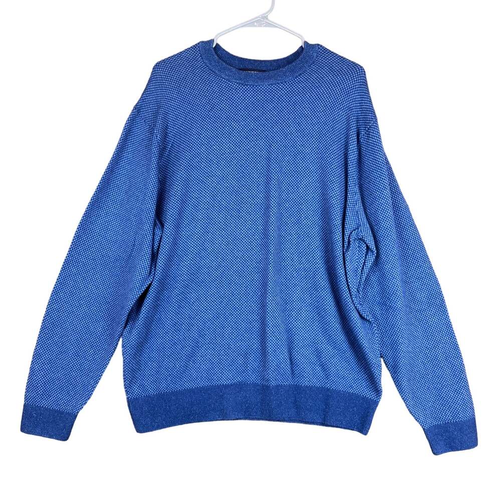 Roundtree & Yorke Mens Sweater Blue Crew Neck Cashmere Blend Long Sleeve XL